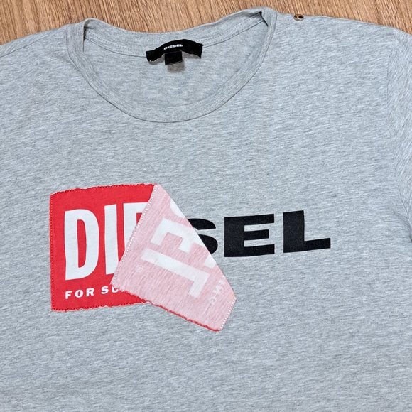 Diesel T-Diego-QA Logo T-Shirt Grey Size Small - Picture 6 of 9